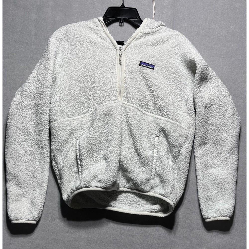Patagonia Los Gatos Hooded Fleece Pullover Women’s M White Sherpa 1/2 Zip